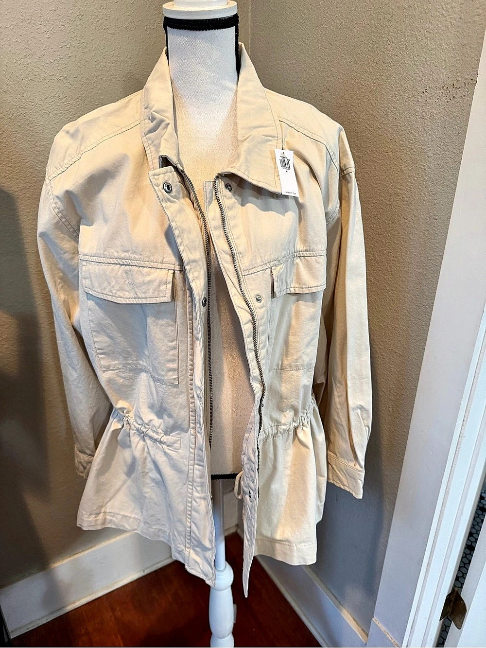 Old Navy Drawstring Waist Utility Jacket Beige XL